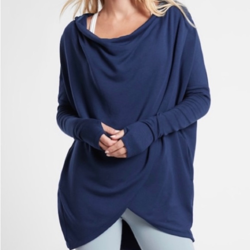 Athleta Purana Wrap Sweatshirt Navy Blue NWT